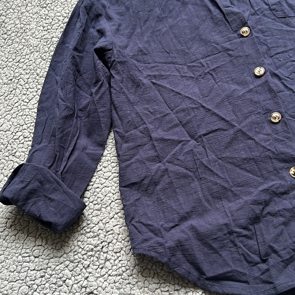 NWT Hotouch Womens Cotton Button Down Casual Long Sleeve Loose Collared Shirt - Picture 4 of 8